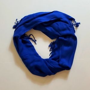 Express Blue fringed bottom wide light scarf